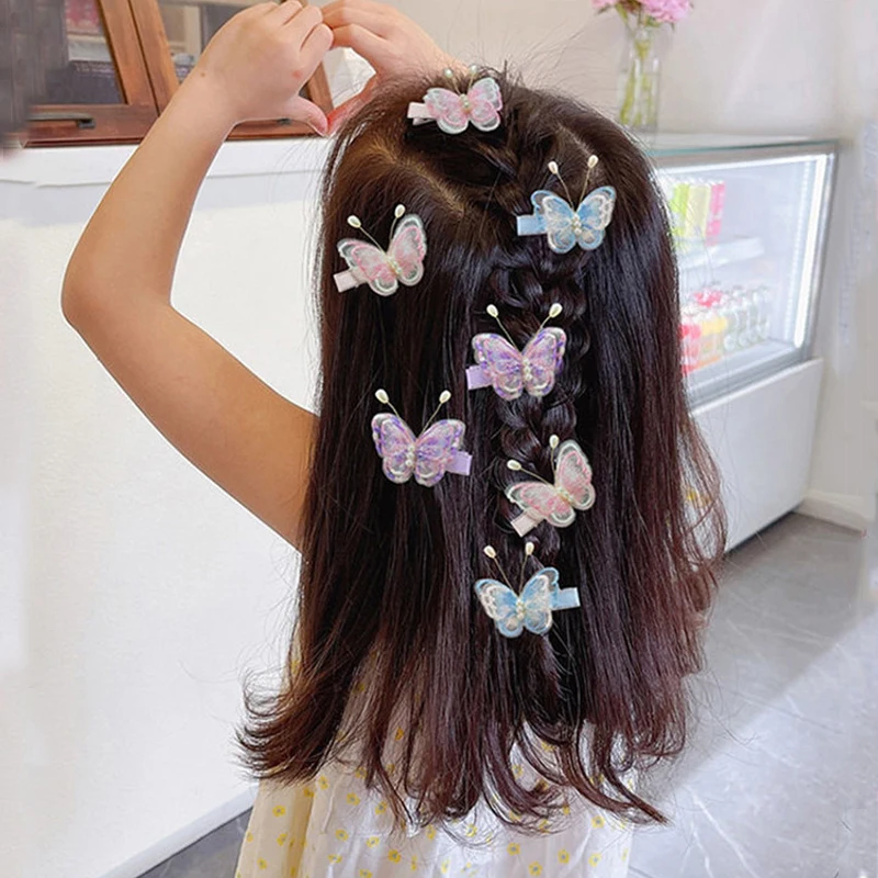 2Pcs Cute Colorful Embroidery Butterfly Hair Clip For Girl Child Hairpins Hairgrip Barrettes Kids Headwear baby Hair Accessories