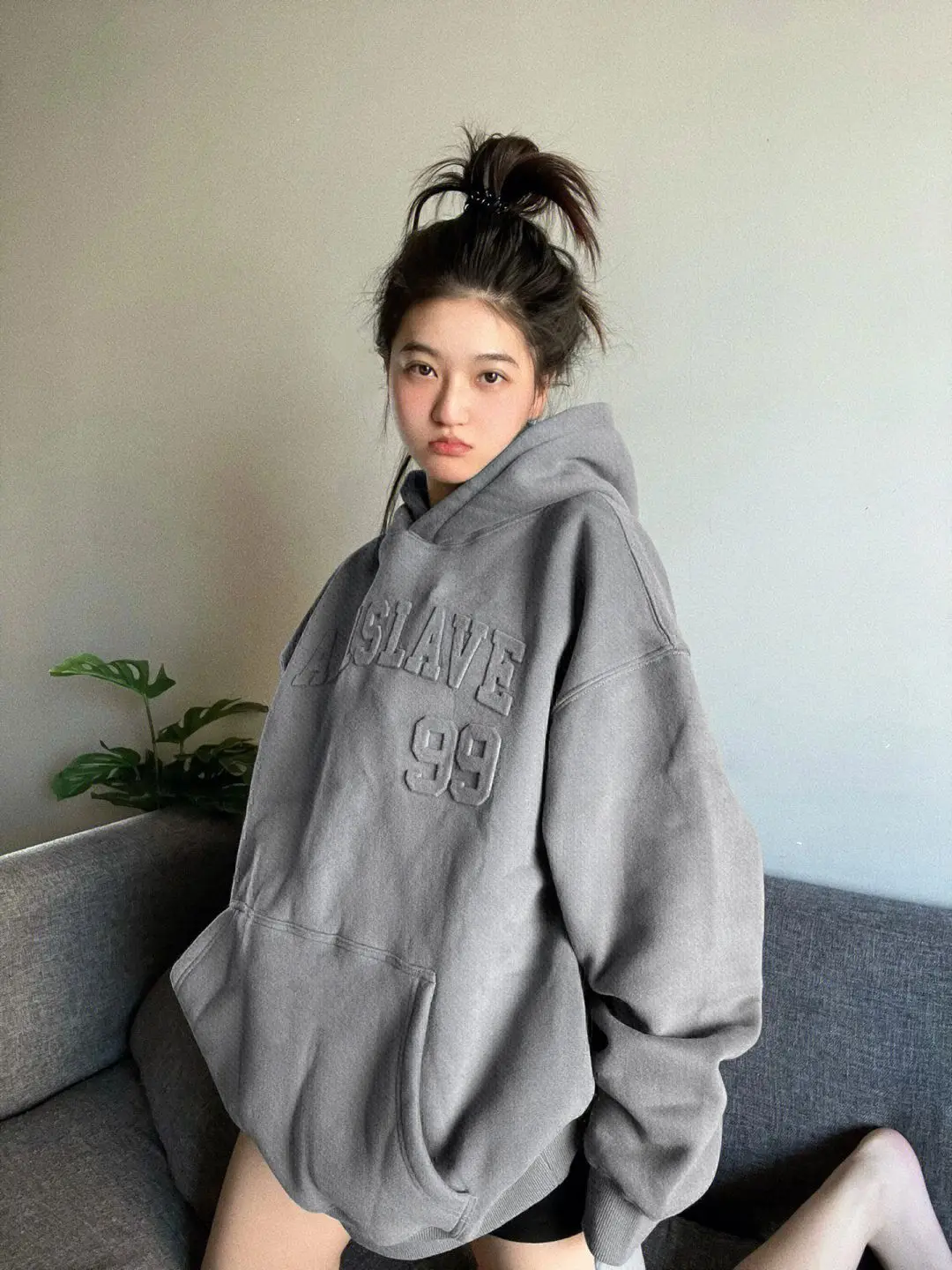 Text Pullovers Woman Clothing with Orint on Top Hoodies Hooded Letter Printing Baggy Loose Women\'s Sweatshirt Thick Goth 2000s M