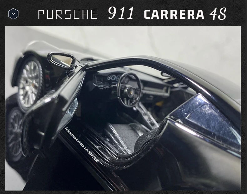 Welly 1:24 Porsche 911 Carrera 4s Sports Black alloy Car Model