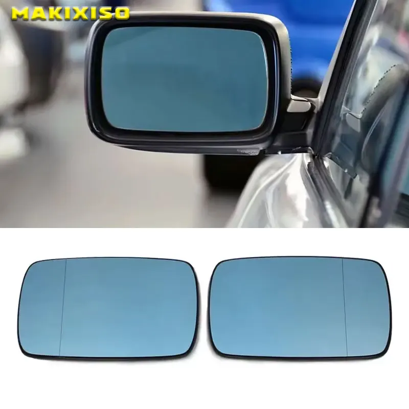 Für BMW E46 1998-2006 Blaues beheiztes Außenspiegelglas für die linke und rechte Seite, Anti-Schwindel-Autoglas, Autozubehör.