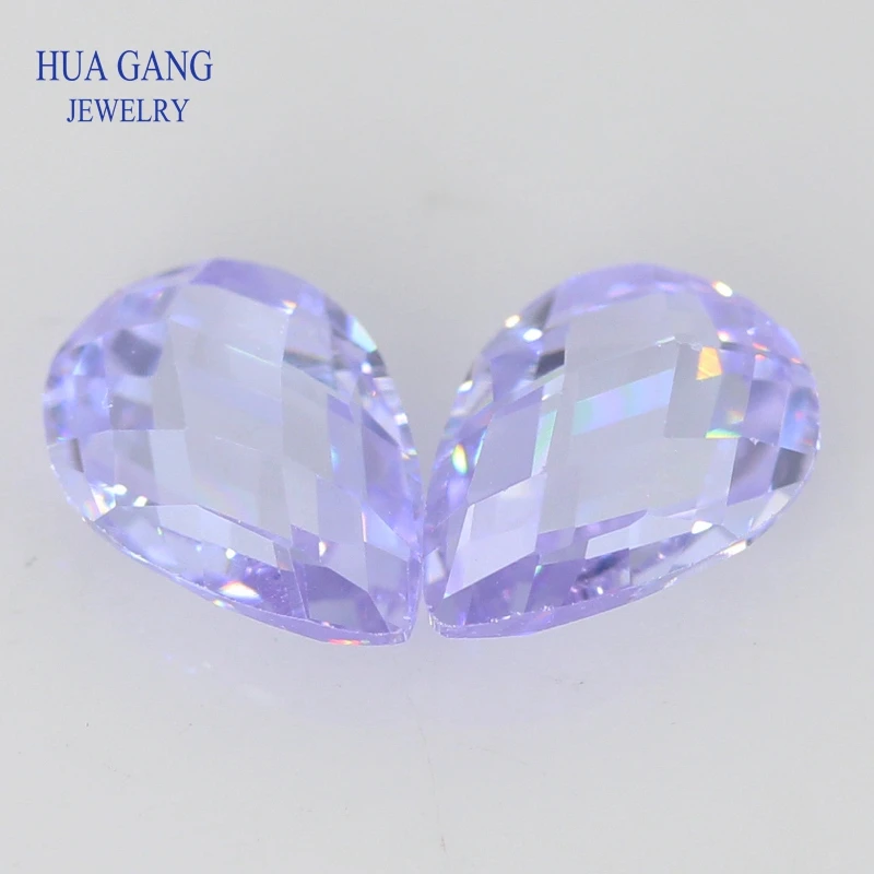 5A Pear Double CheckerBoard Cubic Zirconia Stone Multicolor Brilliant Cut Loose CZ Stones Synthetic Gems Beads For Jewelry