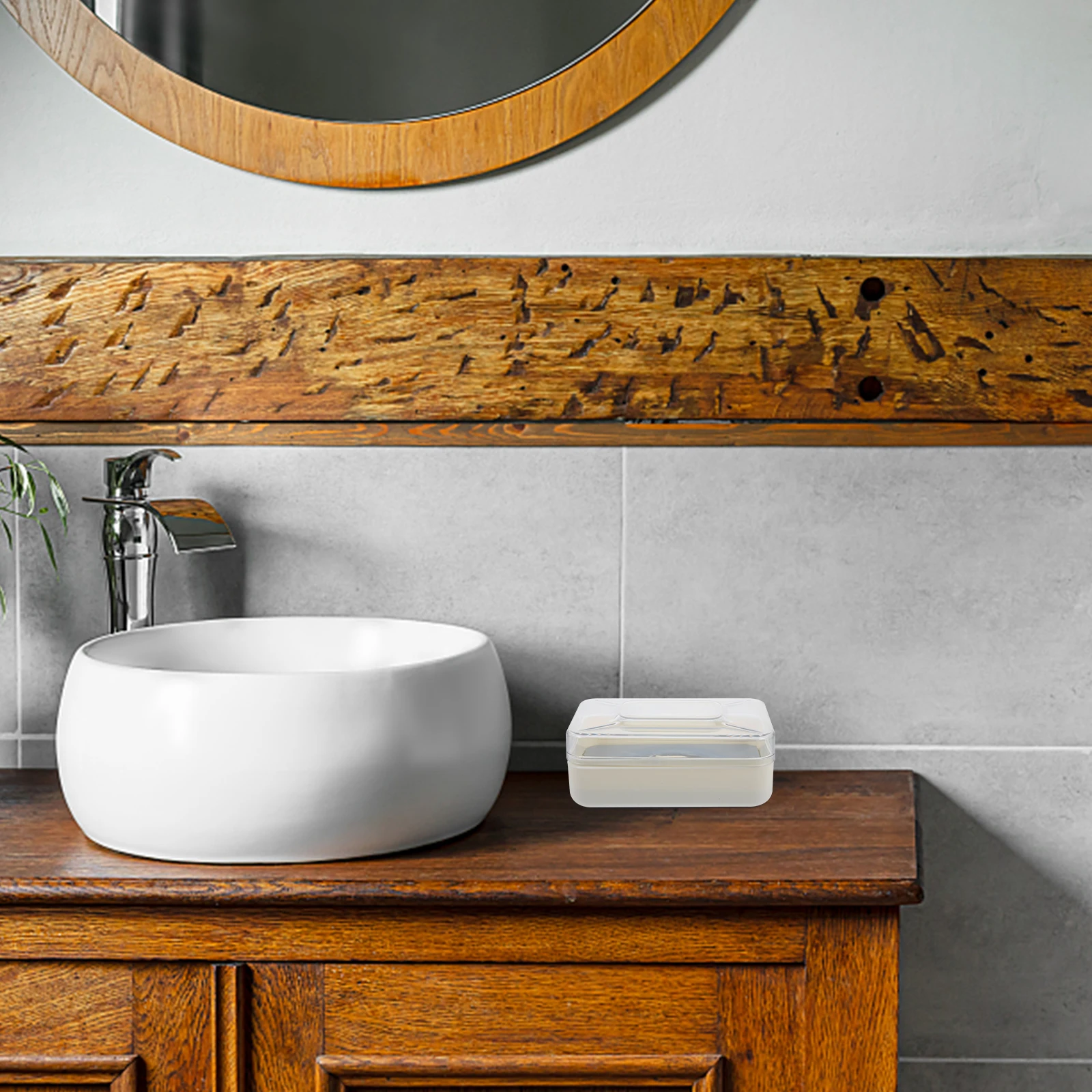 

Portable Soap Box with Lid Dustproof Waterproof Cream White Travel Container Bathroom Shower Dish Holder Household Storage