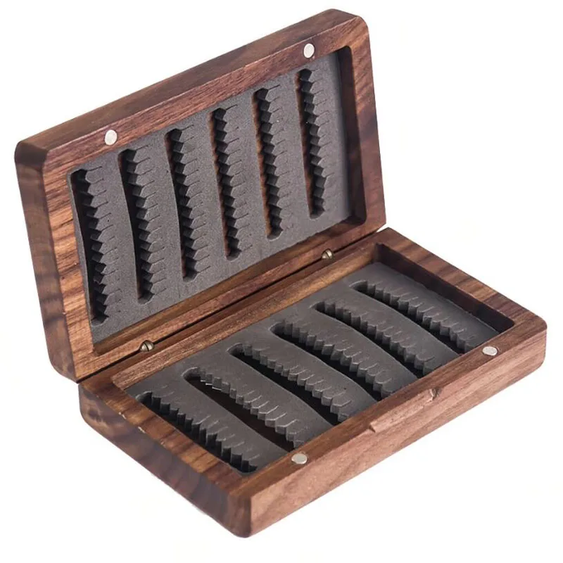 Black Walnut Wood Fly Fishing Fly Box Lure Storage Box