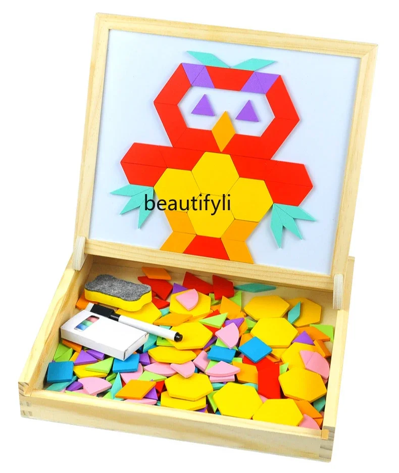 Magnetic jigsaw tangram geometric building block baby kindergarten 2 educational toys