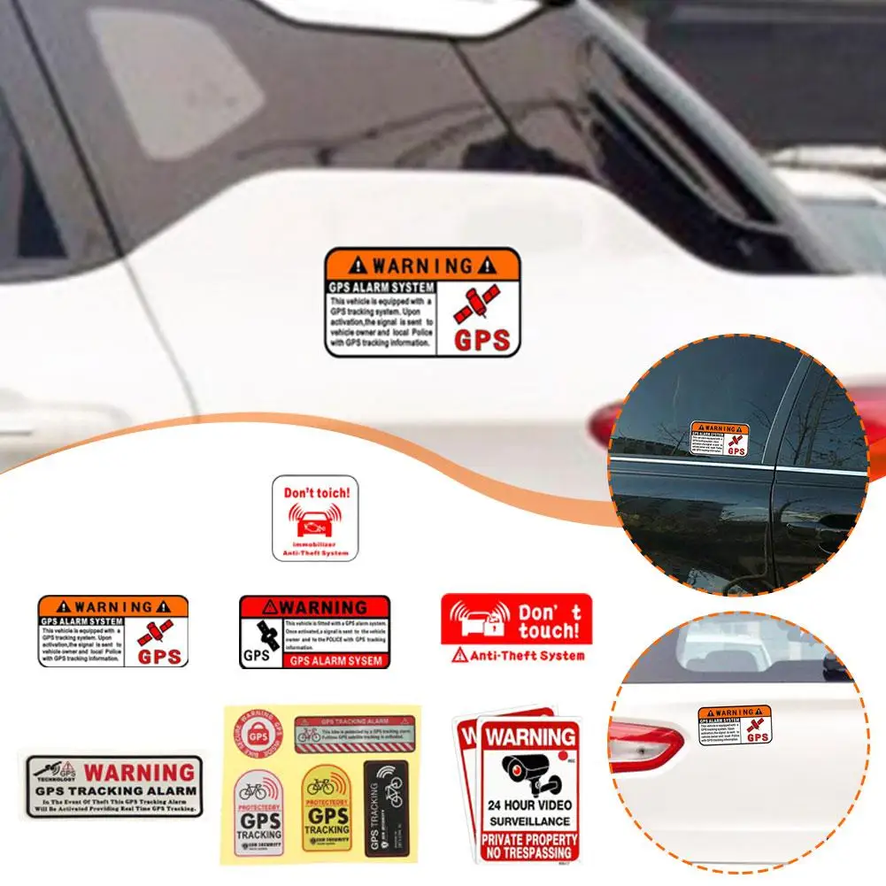 GPS Tracking Alarm Sticker Video Surveillance Alarm Stickers Car Styling Auto Window Decor Waterproof Accessories