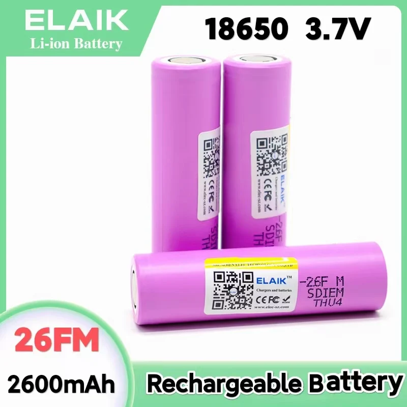 3.7V 2600mAh 18650 Battery For Samsung ICR18650 26F Lithium Lon Battery Replacement External Battery