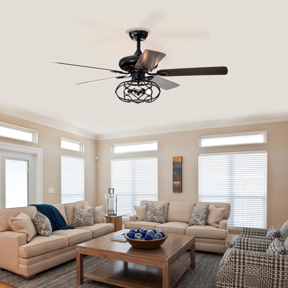 Low Profile Ceiling Fan with Lights(no Include Bulb),Blade Dark Wood  52-inch Ceiling Fan (Optional Remote2 Color Option Blades)