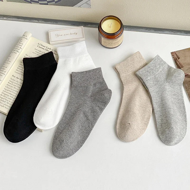 5 Pairs Short Socks For Men New Simple Casual Daily Ankle Socks Male Breathable Business Plain Socks Comfortable Thin