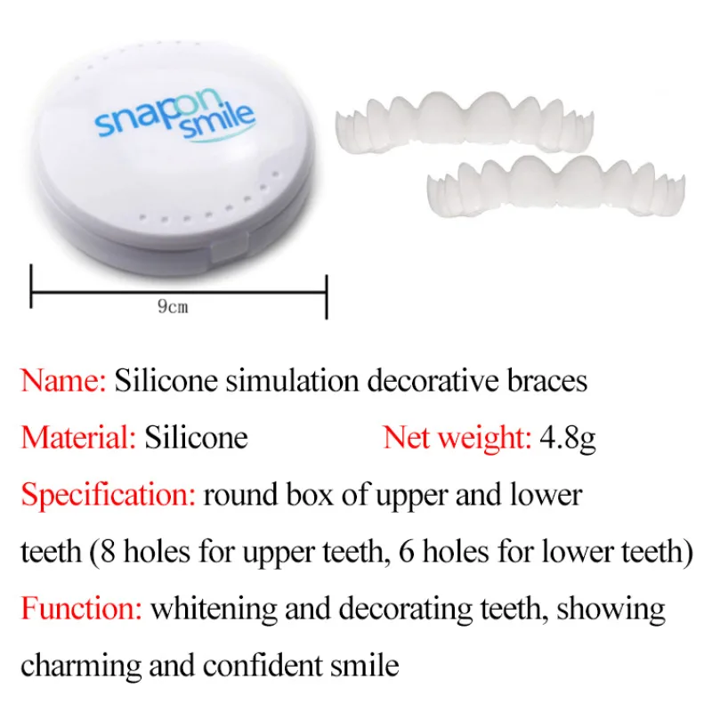 Perfect Fit Silicone Teeth Whitening, Fake Tooth Cover, Snap On, Sorriso Folheados, Ferramenta de Beleza Superior, Dentes Cosméticos, Frete Grátis