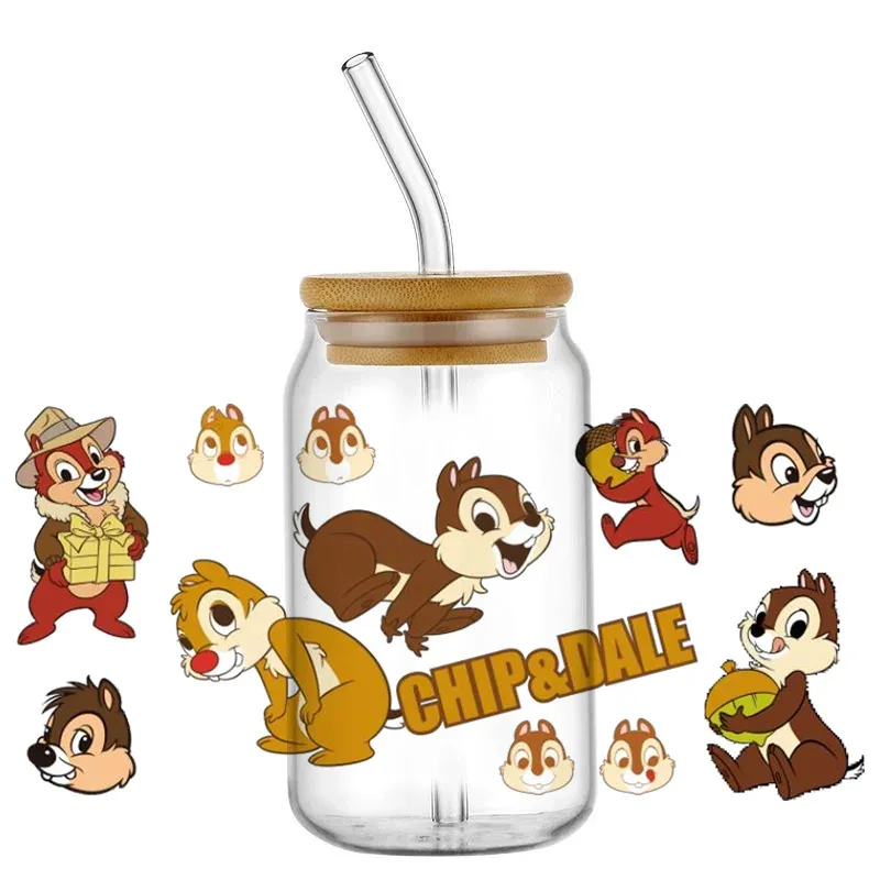 

3D Squirrel Brothers Decal Wrap Stickers Waterproof UV DTF Cup Mug Wraps Sticker DIY 3D Wrap Decal For 16oz Libbey Glass