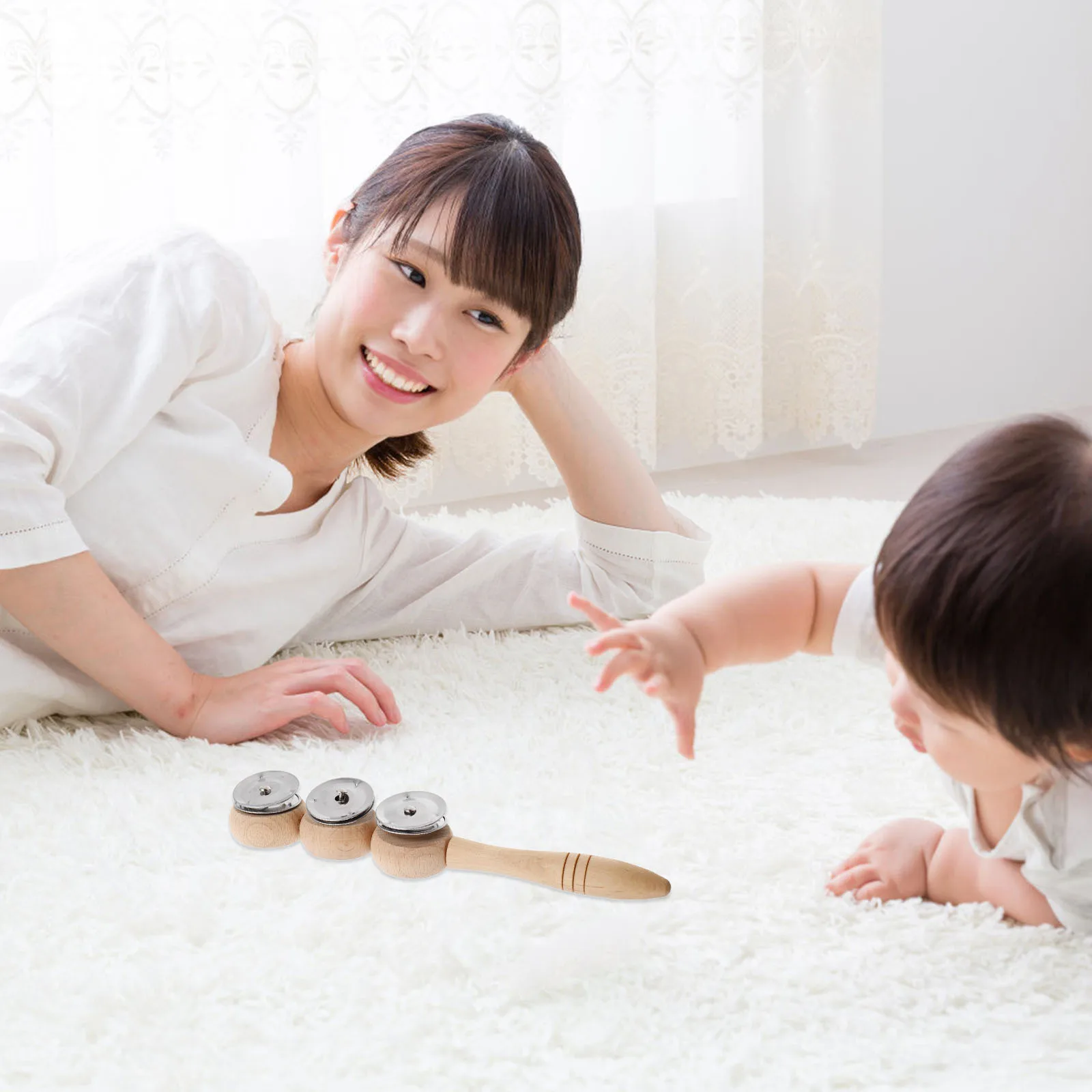 Kit di Campanelle a Mano Jingle Bells, Strumenti Musicali per Bambini, Bastoncini Ritmici con Manico in Legno, Campanelle a Mano per Bambini