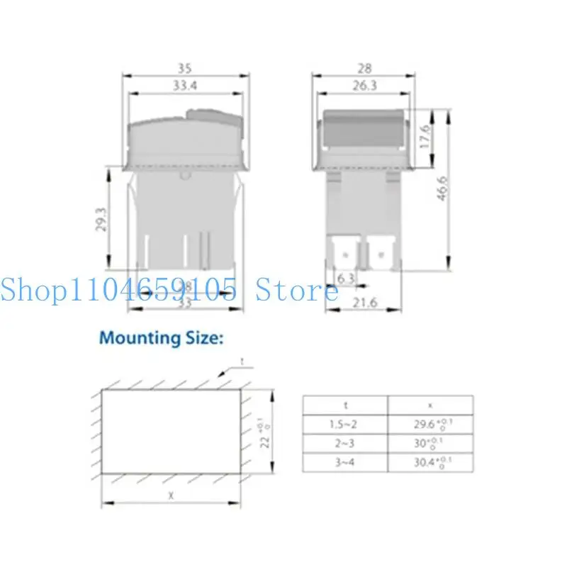 652F Hy52 Button Button impermeável e à prova poeira Operações simples interruptoras plástico ajuste para ferramentas