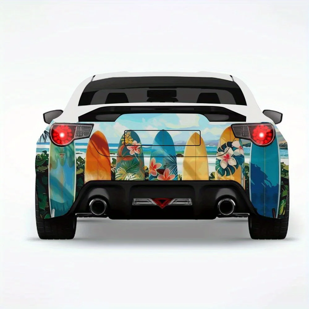 

Colorful_Surfboards_Beach_Vibe Автомобильная наклейка-виниловая наклейка на заднюю часть автомобиля, водонепроницаемые самоклеящиеся виниловые наклейки для хвоста автомобиля и