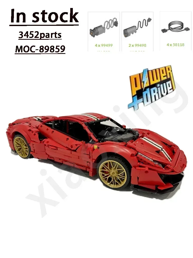 MOC-89859RedNew électrique RC GTR supercar course blocs de construction modèle 3452PartsMOC créatif garçons enfants anniversaire blocs de construction jouet