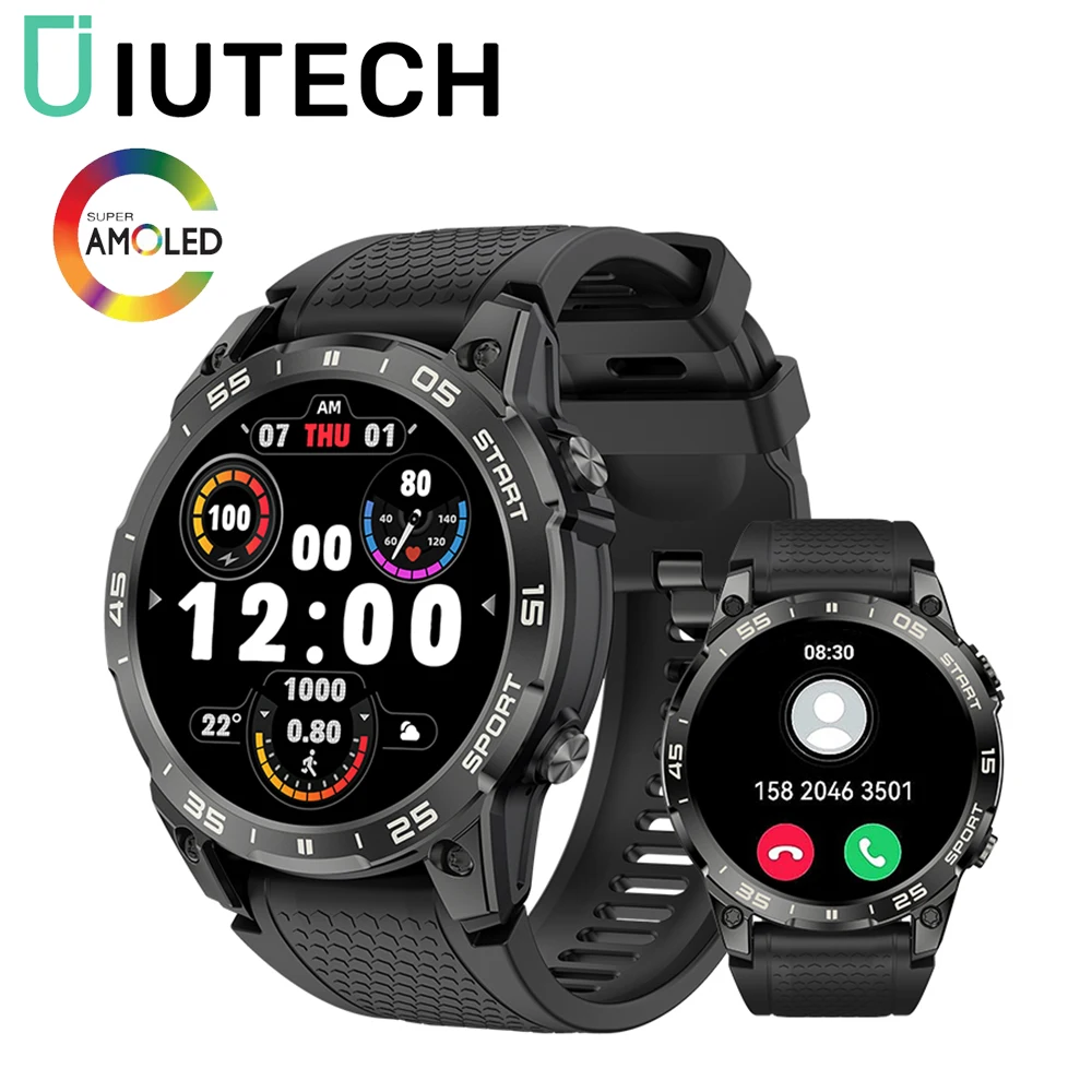 

IUTECH Smart Watch Men 1.43 Inch Bluetooth Call Watch Ip68 Waterproof Heart Rate Sport Ftiness Smartwatch For Men