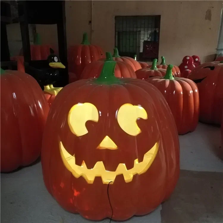 Giant Orange Fiberglass Outdoor Halloween Pumpkin  Decoration