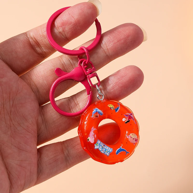 Aihua New Cute Keychain Funny 3D Swimming Rings Keychain For Women Kids Handbag Pendant DIY Summer Beach Vacation Jewelry Gifts