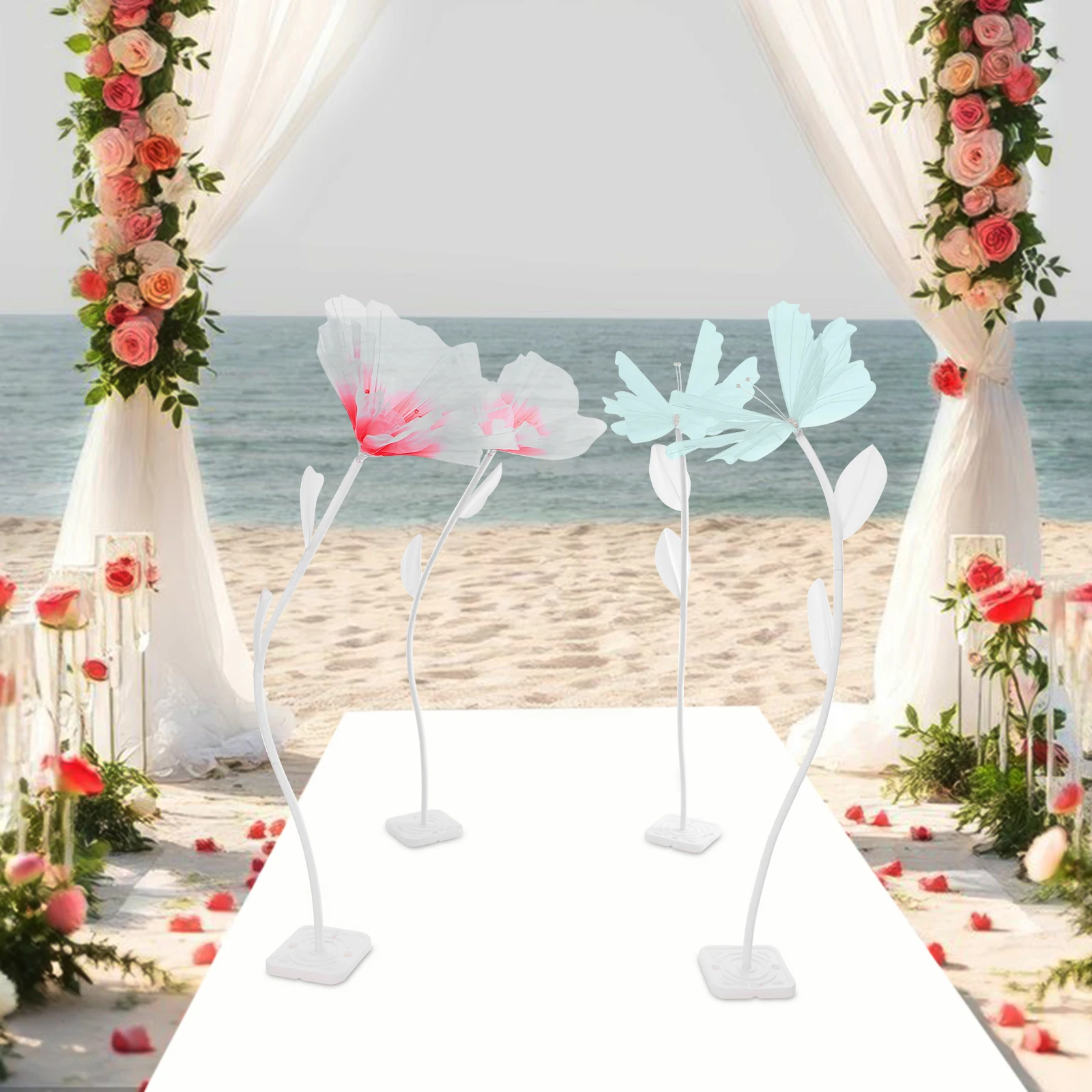 

Wedding Giant Artificial Organza Iris Road Guide Decorative Flower with Adjustable Shape High Stability Base Windproof