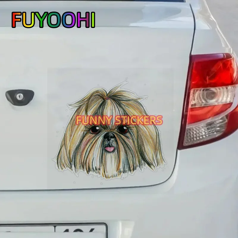 FUYOOHI Shih Tzu Graphic Car Stickers For Laptop Water Bottle Phone Car Truck Van SUV Motorcycle Vehicle Paint Cup Bumpers
