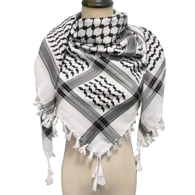 

Dustproof Adult Shemagh Scarf Multi Purpose Jacquard Pattern Keffiyeh Headscarf Adjust Religious Scarf Outdoor Scarf