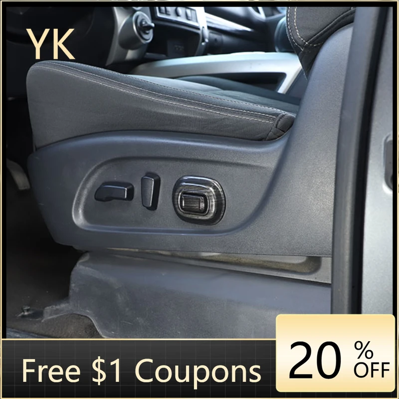 

For Nissan Titan 2016-2023 ABS Carbon Fiber Car Seat Button Cover Decorative Sticker Interior Car Accessories