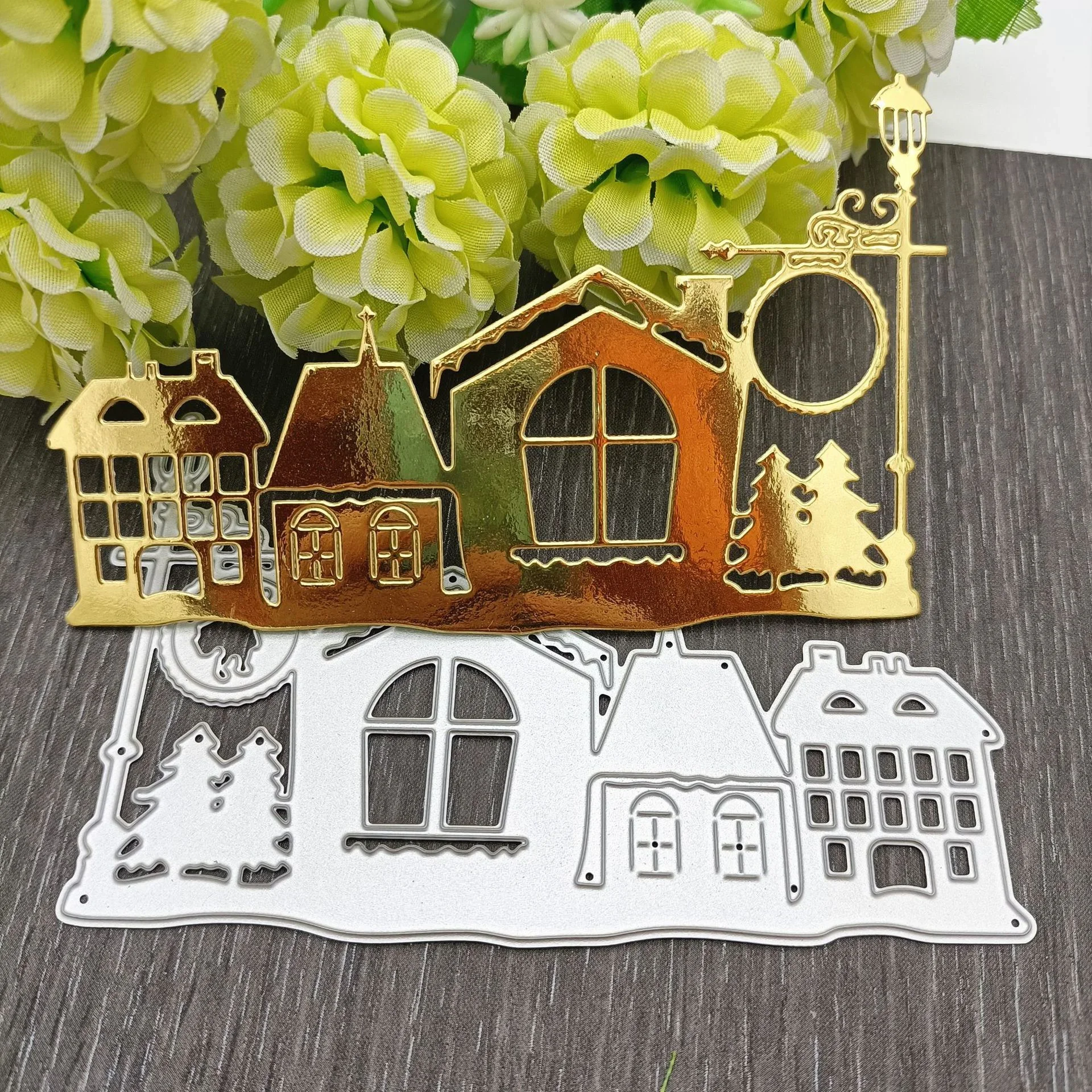 Christmas Building Tree Metal Cutting Dies Stencils Dies for DIY Scrapbooking  Card Paper Decor Embossing Die Cut