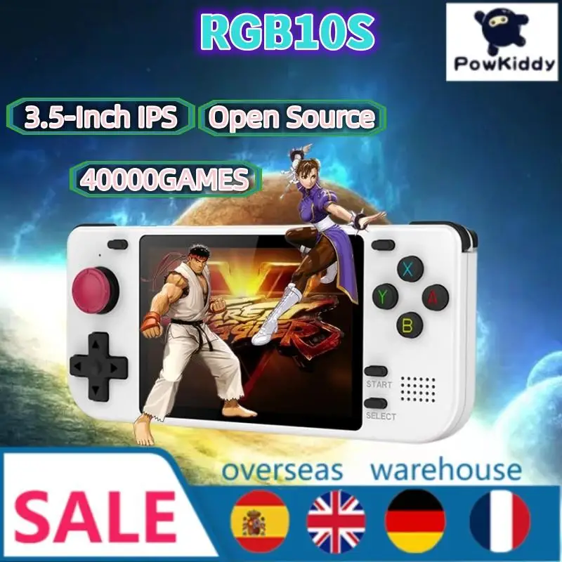 2023 POWKIDDY RGB10S 40000 Games 3.5-Inch IPS OGA Screen Open Source Handheld Game Console RK3326 3D Joystick Trigger Button