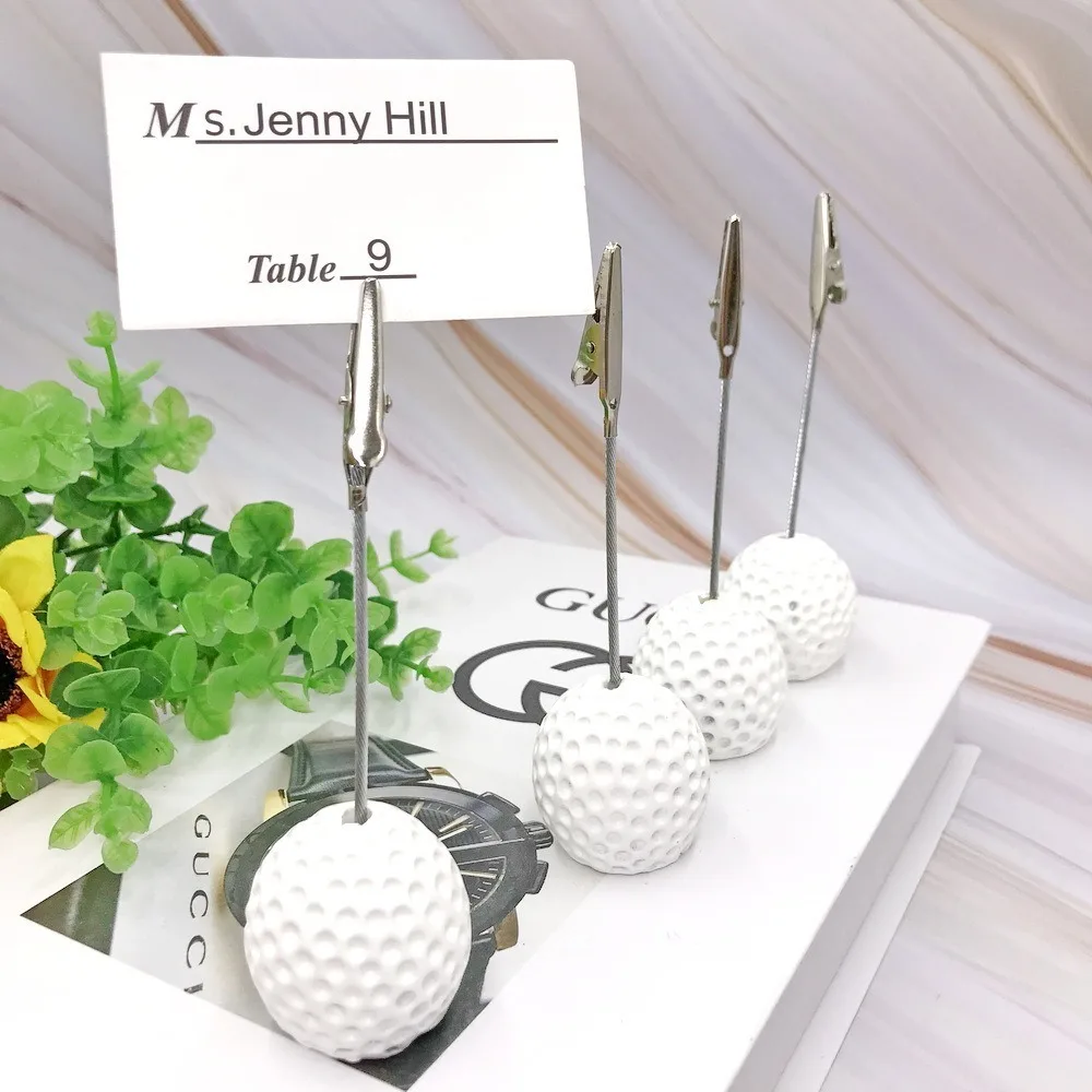 

3pcs Memo Holder White Golf Ball Base Stable Base Resin Photo Clip Multifunction Memo Clamp Party Favor