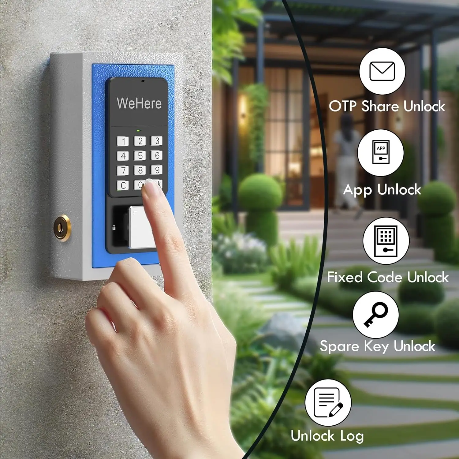 WeHere Smart Key Safe Box Telefoon Afstandsbediening Wifi Beveiligingsdozen Wachtwoord Outdoor Beveiliging Elektronische wandgemonteerde slotdozen