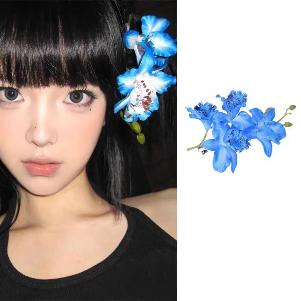 

Orchid Flower Fairy Hairpins Spring Summer Artificial Flowers Floral Barrette Wedding Party Travel Hairpiece for Women Girls