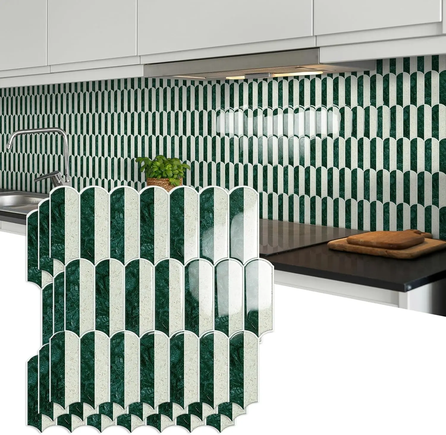 

10-Sheet Upgraded Thicker Peel and Stick Kitchen Backsplash Tiles,Waterproof Self-Adhesive Vinyl Wall Tile Stick on Backsplash f