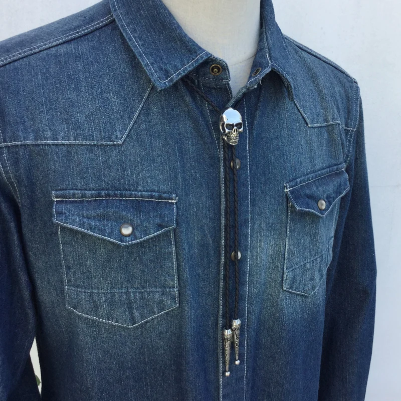 Original designer bolotie aço inoxidável crânio bolo gravata para homem personalidade pescoço gravata acessório de moda