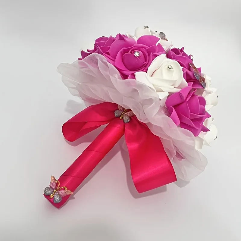 باقة ورد صناعية أنيقة، مناسبة للعرائس ووصيفات العروس - مثالية لزينة الزفاف