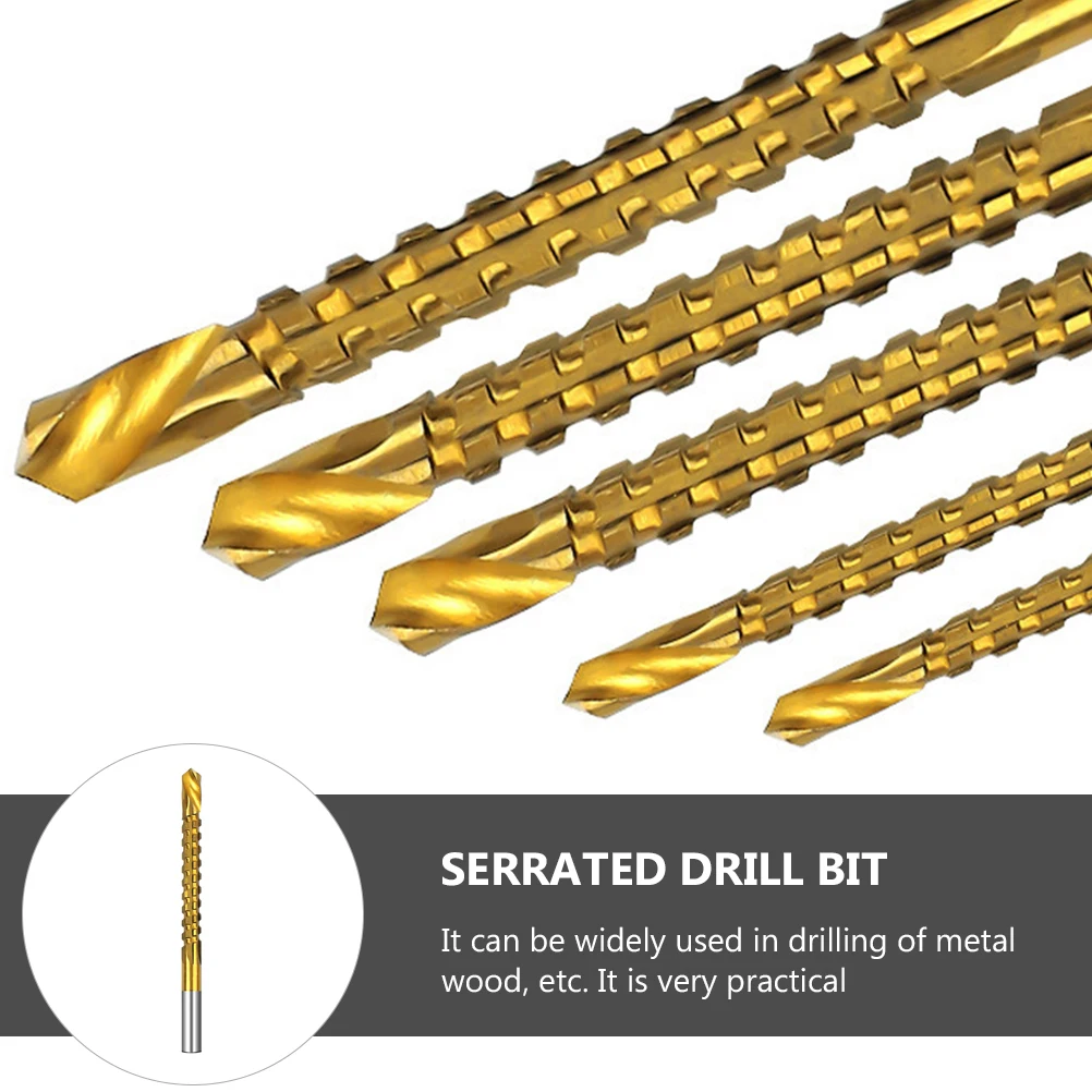 

6Pcs High-Speed Steel Serrated Spiral Drill Bit Twists Carpenter Woodworking Metal Tool Spiral Drill Bit Carpenter Tool