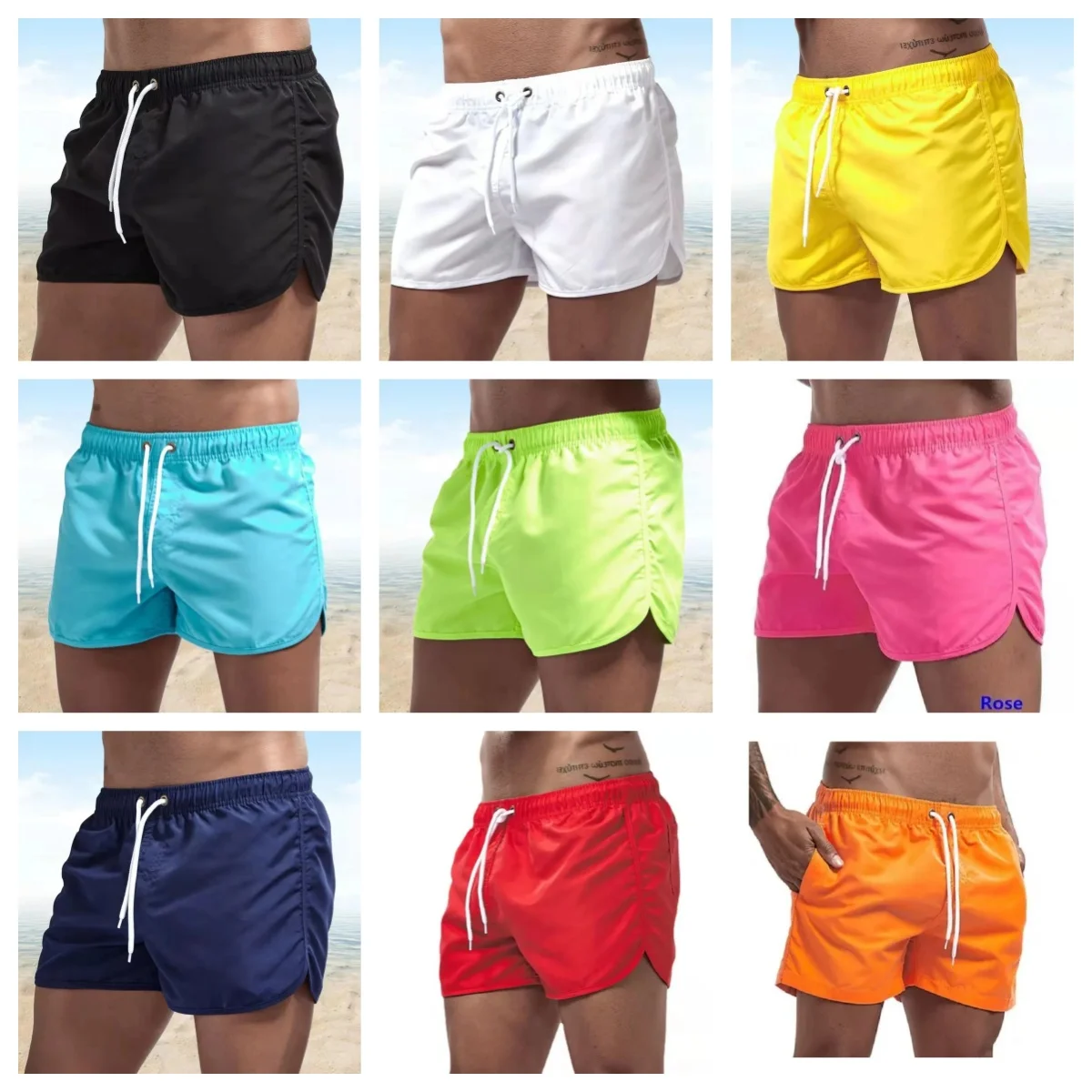 2024 Summer New Men's Shorts Beach Swimming Surfing Fast Drying Breathable Leisure Slow Running Fitness Loose Sports Shorts