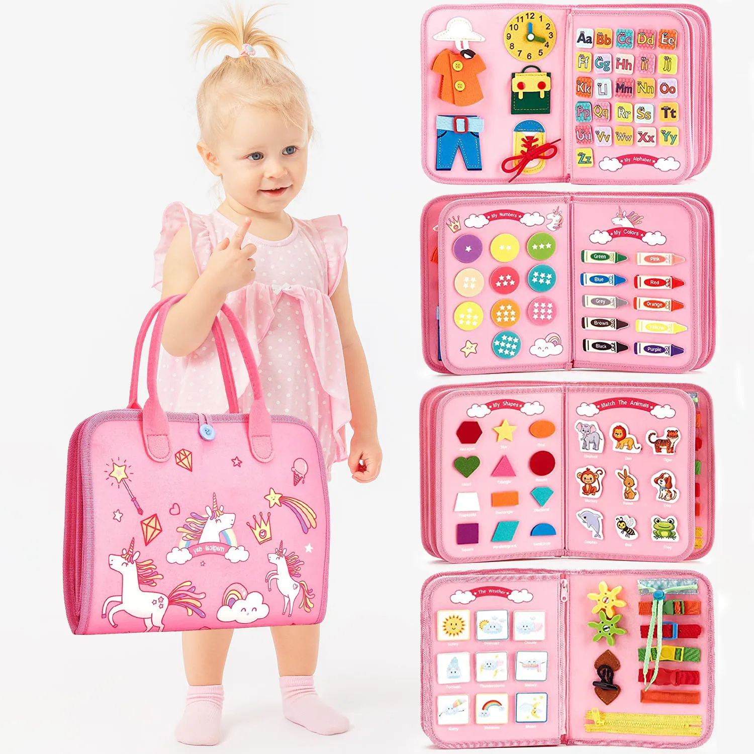 Livre occupé Montessori, jouets éducatifs pour tout-petits, activité Portable, planche de voyage, motricité Fine, jouets d'apprentissage pour l'éducation précoce