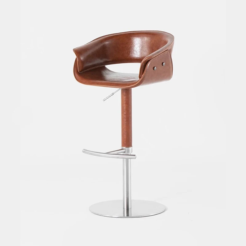 

Commercial Design Barber Bar Chairs Stool Leather Height Nordic Modern Minimalist Ergonomic Relaxing Chaise De Bar Bar Furniture