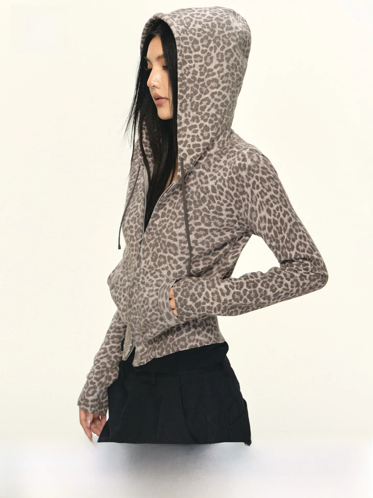 

Модная женская толстовка с леопардовым принтом, повседневная, в уличном стиле, весна-осень, стильная, приталенная, для улицы