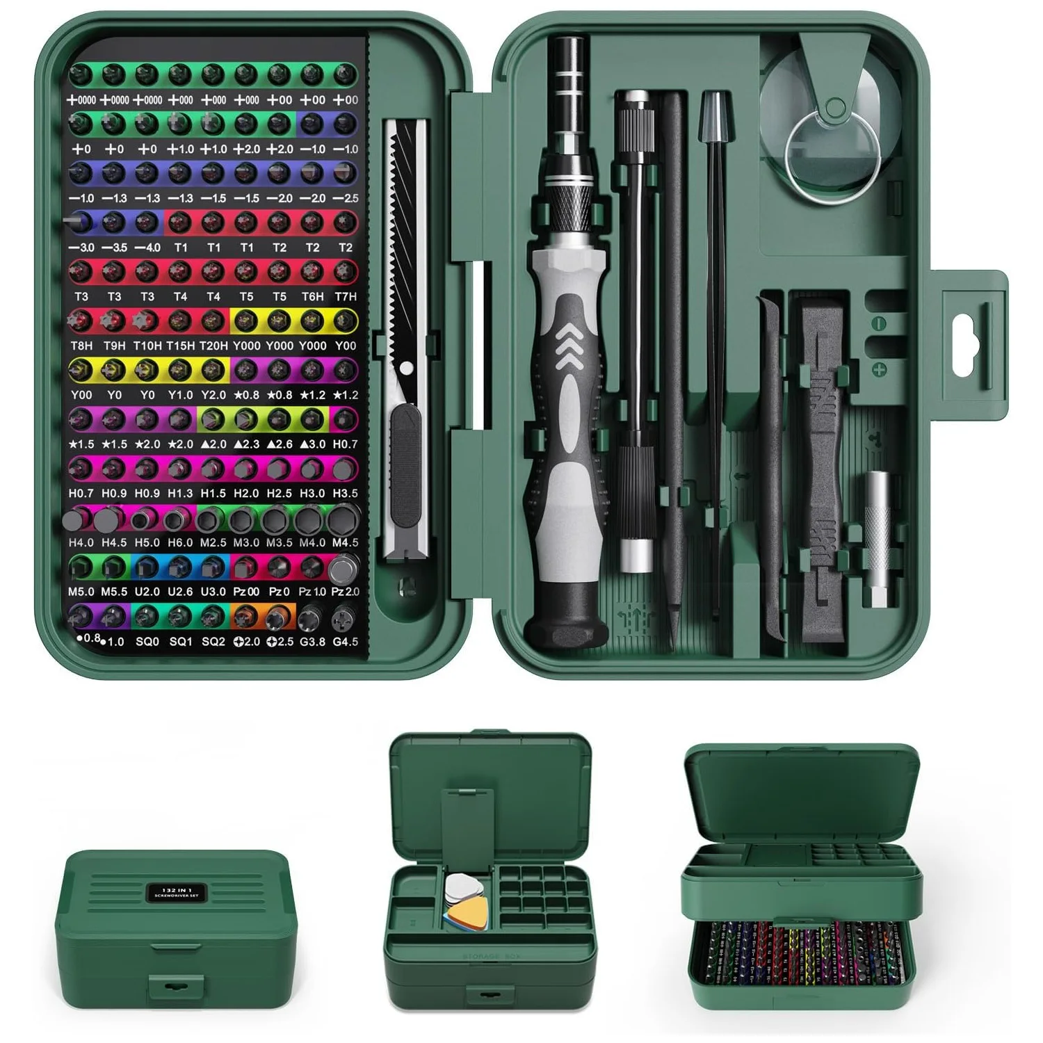 

Набор микромагнитных отверток 132-в-1, набор мини-прецизионных отверток с цветным идентификационным набором, 108 бит отверток