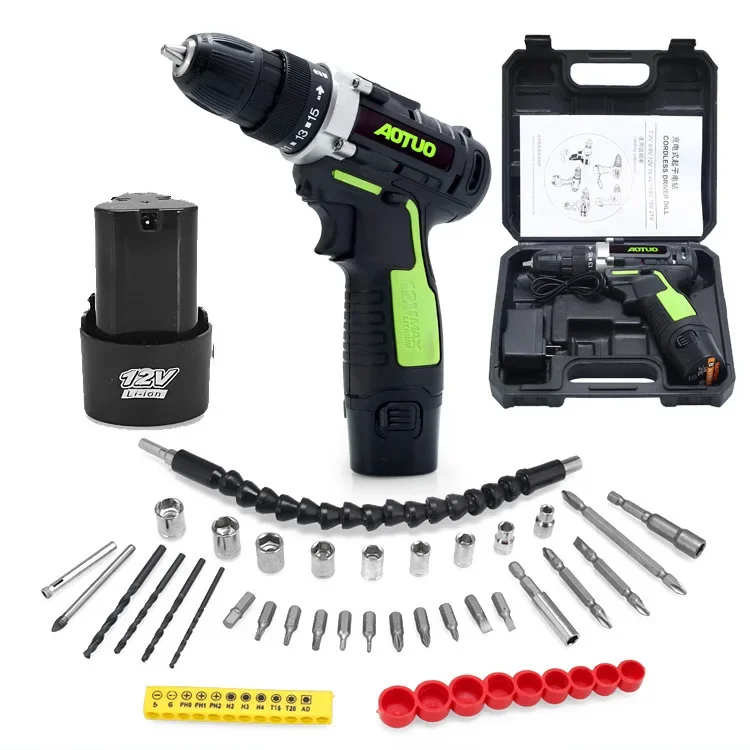 

-12V lithium battery power screw driver cordless drill rechargeable mini electric hand drill home DIY electric screwdriver set