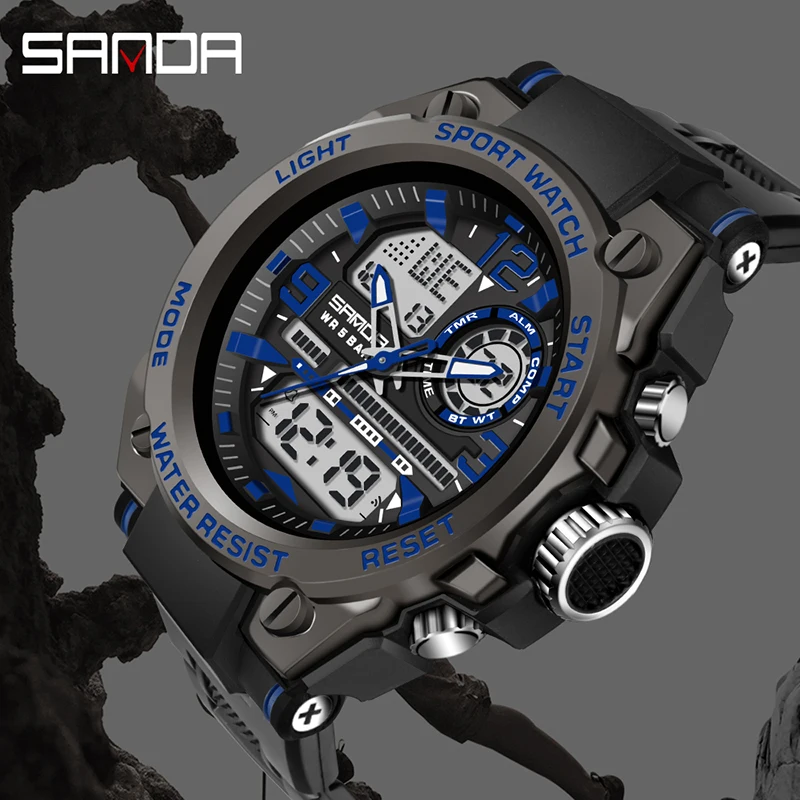 Nuovo orologio sportivo da uomo doppio display LED orologi da polso digitali elettronici orologi al quarzo militari impermeabili Relógios Masculino