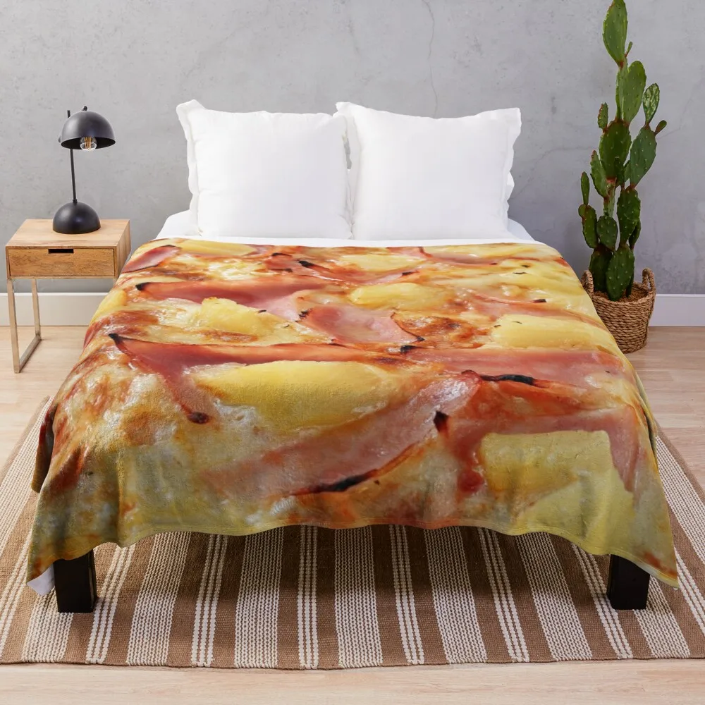 Pineapple Pizza Throw Blanket Retro Blankets Blanket For Travel Light