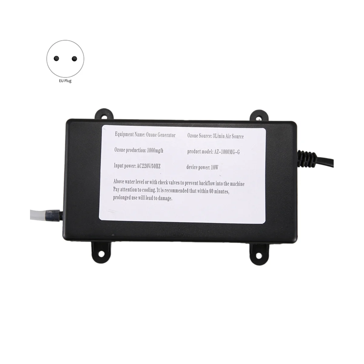 2 Pcs generatore di ozono 1000Mg ozonizzatore acqua purificatore d'aria trattamento detergente frutta verdura serbatoio di pesce, spina ue
