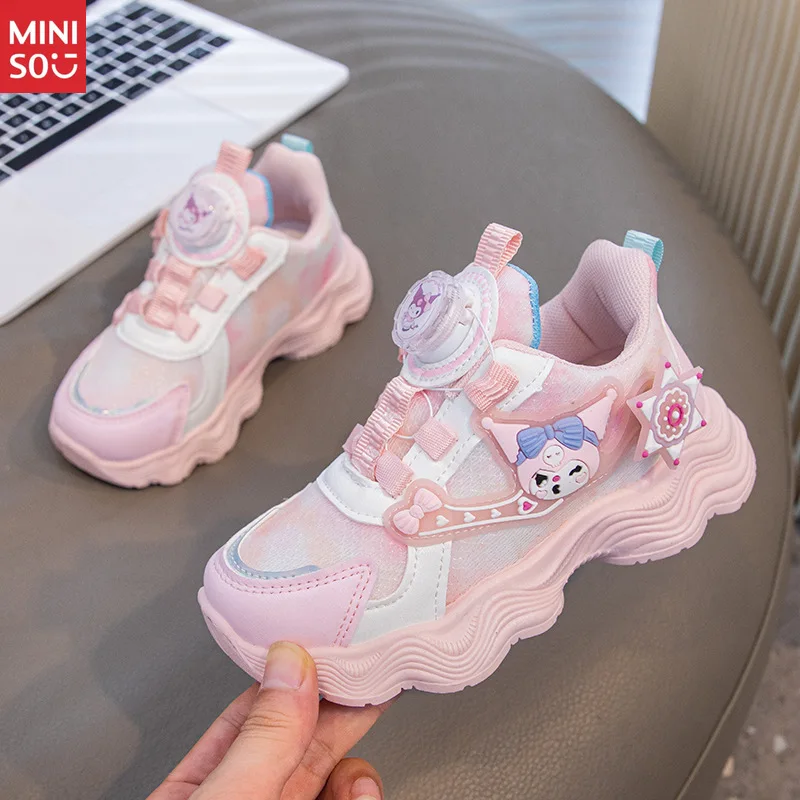 أحذية رياضية جلدية للفتيات من Miniso 2025، أحذية للأب وأحذية رياضية شبكية للأطفال الكبار #1