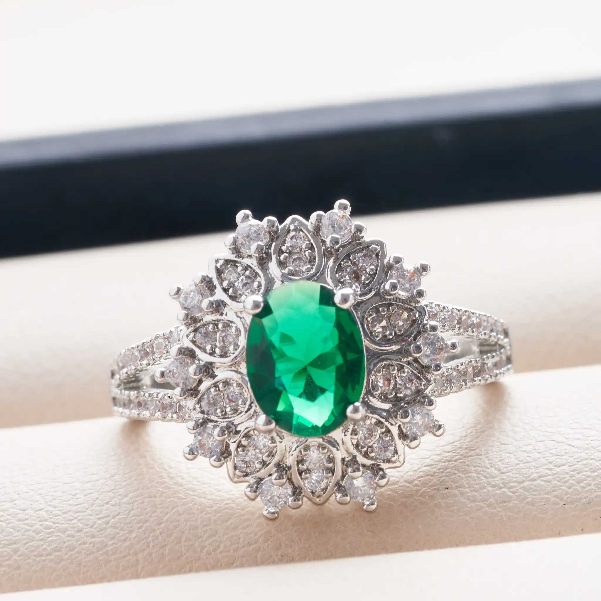 

cellacity women oval shape sapphire emerald gemstone ring silver 925 jewelry ring with gems dating party gift