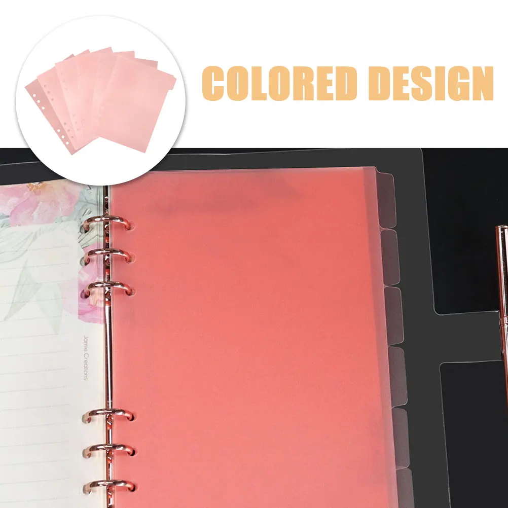 

2 Sets Pink PP Dividers Detachable Binder Tabs Notebook ganizer 6 Notebook Index Dividers Pages per Set for Books Reports