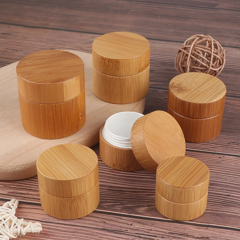 5g/20g/30g/50g Bamboo Portable Round Bottle Cream Jar Nail Art Mask Refillable Empty Cosmetic Makeup Container Storage Box