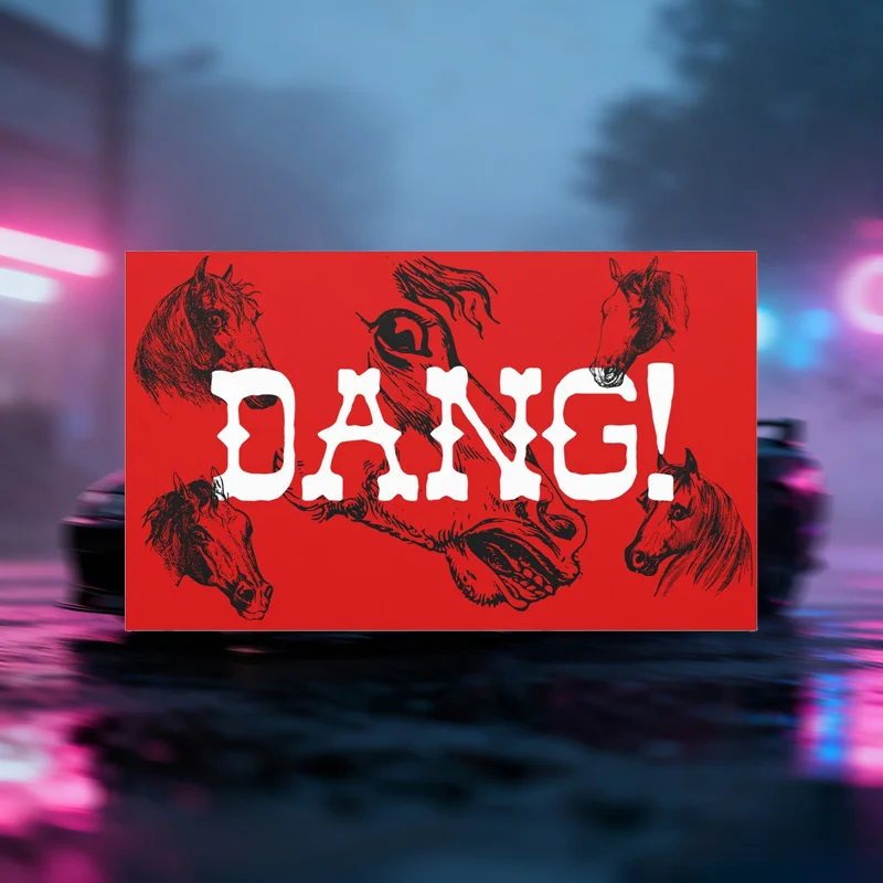 Dang! Vintage Horse Print Bumper Sticker Waterproof Outdoor Vinyl Car Decal Cute Gift For Her Him Best Friend