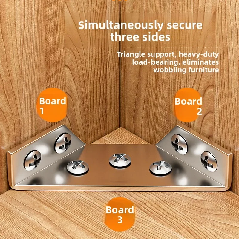 multifunctional-trapezoidal-stainless-steel-corner-bracket-thick-3‑sided-right‑angle-furniture-connector-with-screws