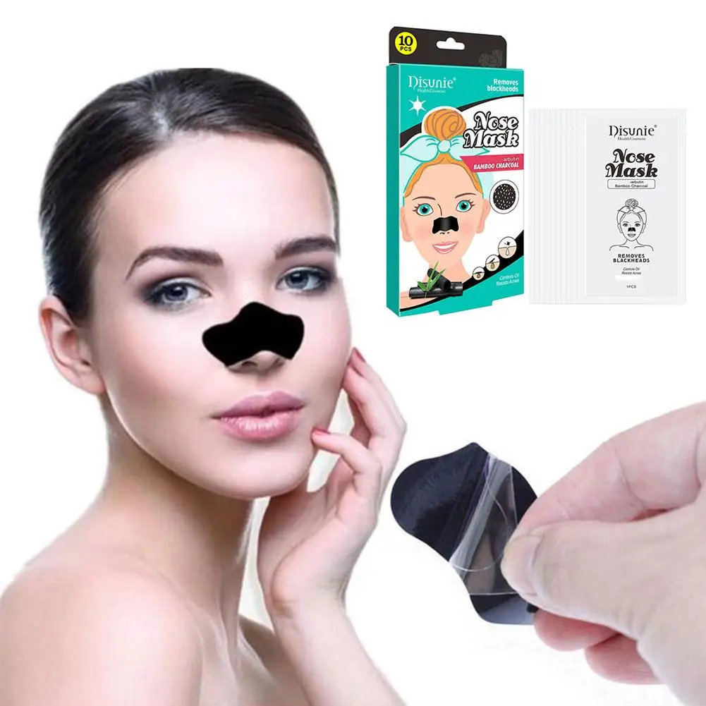 Black Head Remover Stripes 10 Pcs Bamboo Charcoal Peel Off Strips Bamboo Charcoal Infused Blackhead Strips For Face Nose An Z5L8